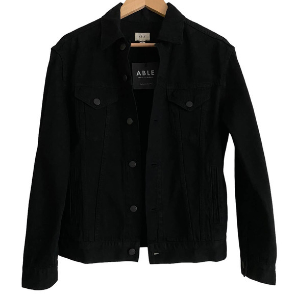 Able The Minelia Black Denim Jacket-Size Small-NWT - Picture 1 of 10